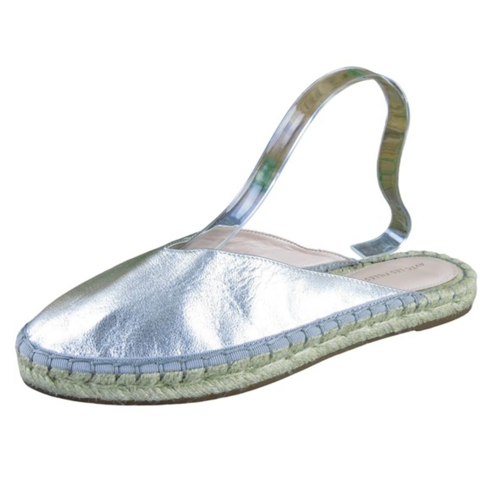 Avec Les Filles Women Mule Espadrille Silver Leather 6.5 Medium Gently Used 2025